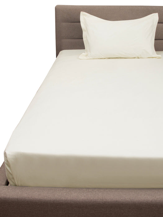 300 TC Plain Ivory Collection Single Size Cotton Bedsheet 90x60 IN with 1 Pillow Cover 27x18 IN Soft Breathable Durable Easy Care Nature Inspired Comfortable Bedding by Petal Home