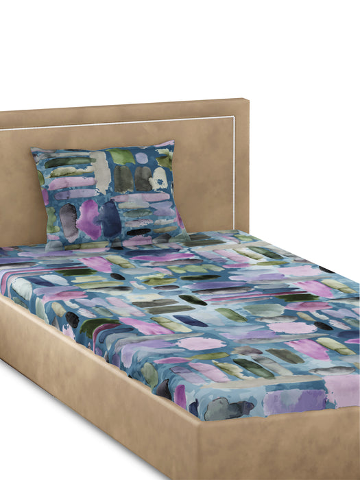 Petal Home Pebbles Collection 300 TC Single Cotton Bedsheet 90x60 IN with 1 Pillow Cover 27x18 IN Soft Breathable Durable Comfortable Fade Resistant Easy Care Nature Inspired Bedding Premium Cotton Bed Linen Machine Washable All Season