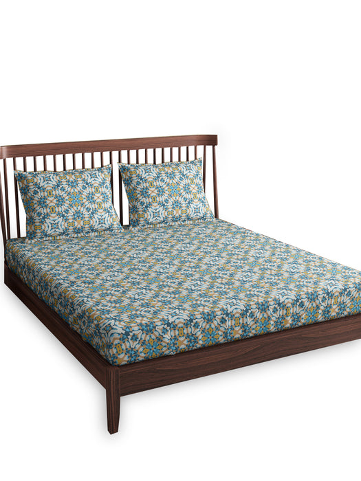 300 TC Alhambra Collection 100 Percent Cotton King Size Bed Sheet 108x108 IN with 2 Pillow Covers 18x27 IN Soft Breathable Luxurious Bedding Set Durable Machine Washable for Year Round Use