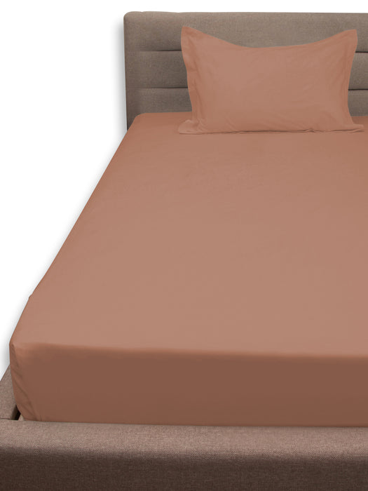 Petal Home Plain Peach 300 TC Single Cotton Bedsheet 90x60 IN with 1 Pillow Cover 27x18 IN Soft Breathable Durable Comfortable Fade Resistant Solid Color Premium Cotton Bedding Nature Inspired Bed Linen Machine Washable All Season Single Bed