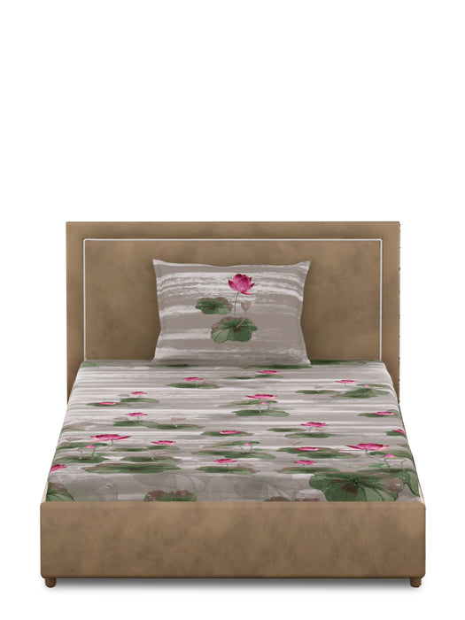 300 TC Lotus Collection 100% Cotton Single Size Bed Sheet 90x60 IN with 1 Pillow Cover 27x18 IN – Soft, Breathable, Durable, Comfortable, Fade Resistant, Easy Care, Nature Inspired Luxury Bedding by Petal Home