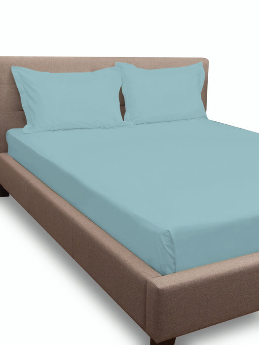 Petal Home Plain Blue Collection King Size Bedsheet 300 TC 100 Percent Cotton Soft Luxurious Breathable Durable Bedding Set 108x108 IN with 2 Pillow Covers 18x27 IN Machine Washable All Season Cotton Bed Linen for Home and Hotel