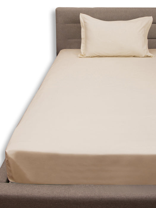 300 TC Plain Taupe Collection Single Size Cotton Bedsheet 90x60 IN with 1 Pillow Cover 27x18 IN – Soft Breathable Durable Fade Resistant Easy Care Premium Cotton Luxury Bedding by Petal Home
