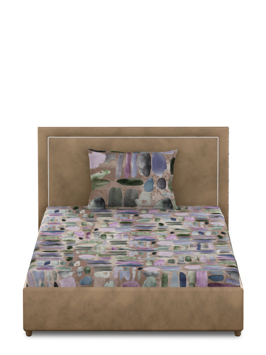 Petal Home Pebbles Sand 300 TC Single Cotton Bedsheet 90x60 IN with 1 Pillow Cover 27x18 IN Soft Breathable Durable Comfortable Fade Resistant Premium Luxury Bedding Nature Inspired Bed Linen Machine Washable All Season