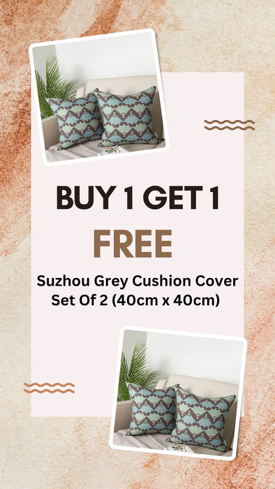 Printed Cotton Cushion Cover Set of 2 16x16 Inch Suzhou Collection Soft Durable Breathable Decorative Throw Pillow Covers for Sofa and Bed Buy 2 Get 2 Free by Petal Home