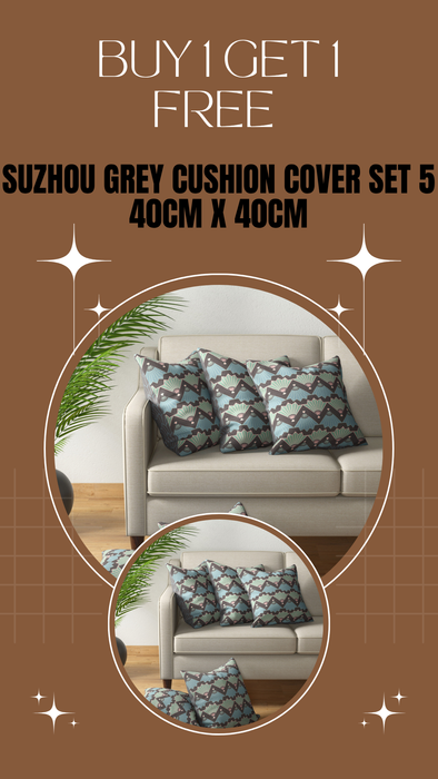 Printed Cotton Cushion Cover Set of 5 16x16 Inch Suzhou Collection Soft Durable Breathable 100 Percent Cotton Throw Pillow Covers for Sofa and Bed Buy 5 Get 5 Free by Petal Home