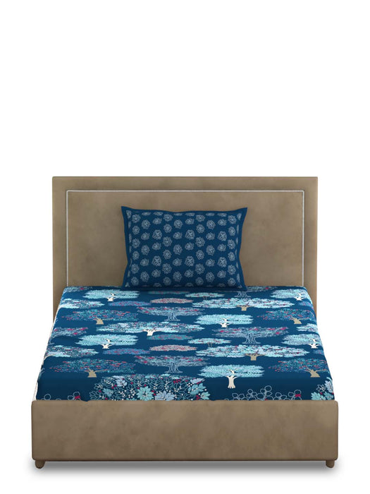 300TC Single Cotton Bedsheet (90in x 60in) from the Acadia Collection. Soft, breathable, and durable, it includes one pillow cover (69in x 46in). Easy to maintain, with a nature-inspired design for a luxurious touch