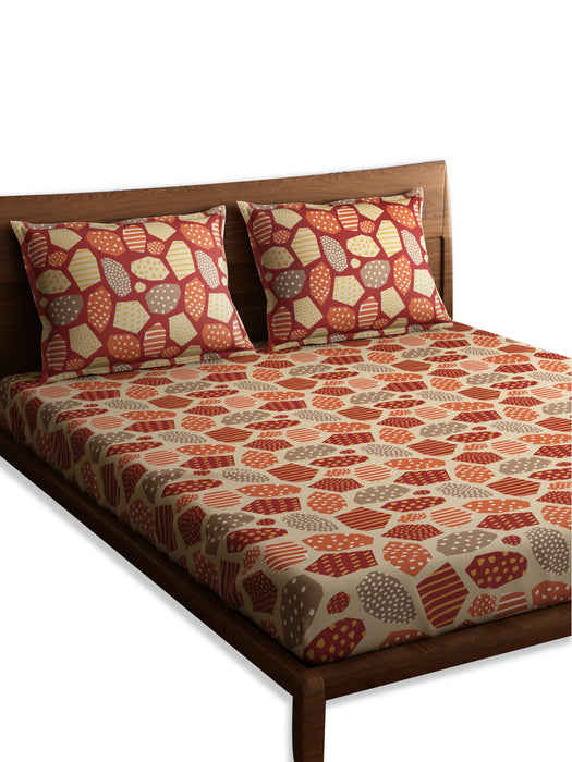Petal Home Mosaic Collection King Size Bedsheet 300 TC 100 Percent Cotton Soft Comfortable Breathable Durable Bedding Set 108x108 IN with 2 Pillow Covers 18x27 IN Machine Washable All Season Cotton Bed Linen for Home and Hotel