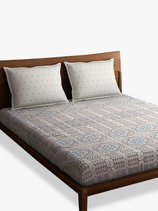 300 TC Strasbourg Grey 100 Percent Cotton King Size Bed Sheet 108x108 IN with 2 Pillow Covers 18x27 IN Soft Luxurious and Breathable Bedding Set for Year Round Comfort Machine Washable Easy Care