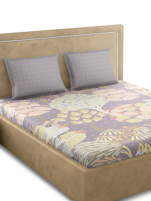 Petal Home Acadia Grey Queen Size Bedsheet 300 TC 100 Percent Cotton Soft Breathable Durable Luxurious Bedding Set 100x90 IN with 2 Pillow Covers 18x27 IN Machine Washable All Season Cotton Bed Linen for Home and Hotel