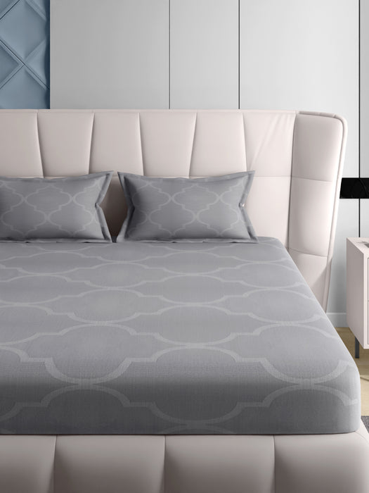 Petal Home 300 TC Earl Grey Queen Size Jacquard Bedsheet 90x100 Inches with 2 Pillow Covers 18x27 Inches Soft Durable Premium Quality Luxury Cotton Bedding Set Breathable Comfortable Stylish Home Decor Essential