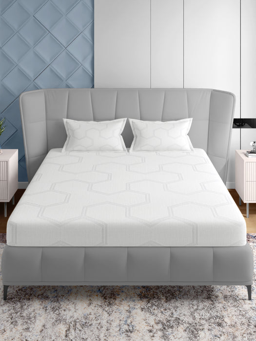 Petal Home 500 TC White Queen Size Jacquard Bedsheet 90x100 Inches with 2 Pillow Covers 18x27 Inches Soft Durable Premium Cotton Bedding Set Luxury Breathable Comfortable Stylish Home Hotel Guest Room