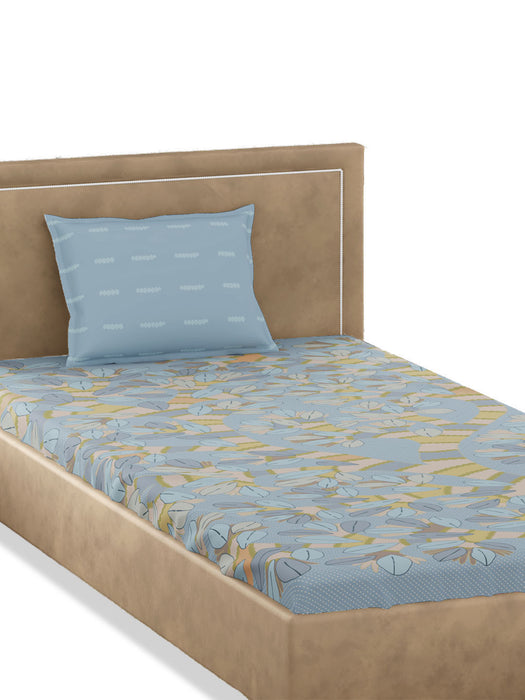 Petal Home Gondi Tree 300 TC Single Cotton Bedsheet 90x60 IN with 1 Pillow Cover 27x18 IN Soft Breathable Durable Luxurious Nature Inspired Bedding Set Comfortable Easy Care All Season Cotton Bed Linen