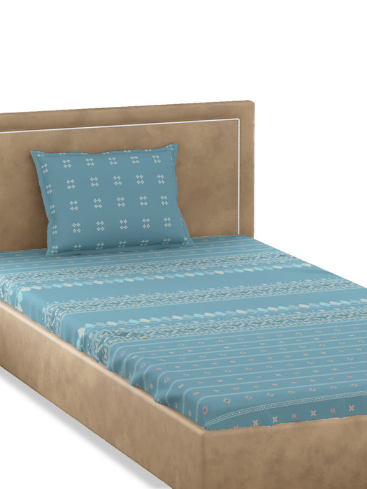 Petal Home Hooghly Collection 300 TC Single Cotton Bedsheet 90x60 IN with 1 Pillow Cover 27x18 IN Soft Breathable Durable Comfortable Nature Inspired Bedding Set Premium Cotton Bed Linen Machine Washable All Season Home and Hotel
