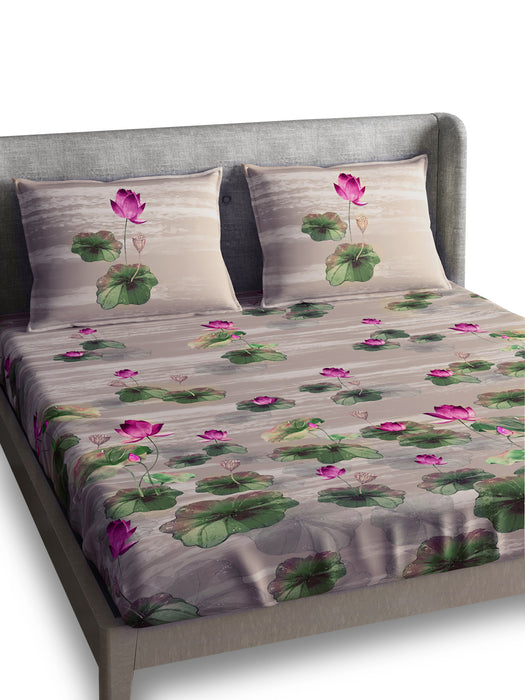 300 TC Lotus Sand 100% Cotton King Size Bed Sheet 108x108 IN with 2 Pillow Covers 18x27 IN – Soft, Luxurious, Breathable, Durable, Premium Bed Linen – All Season Comfort & Machine Washable