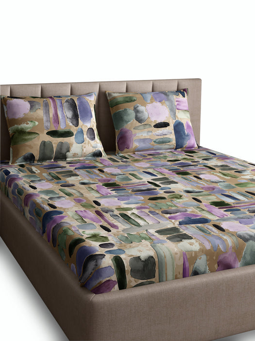 300 TC Pebbles Blue 100 Percent Cotton King Size Bed Sheet 108x108 IN with 2 Pillow Covers 18x27 IN Soft Luxurious and Breathable Bedding Set for Ultimate Comfort Year Round Use Machine Washable