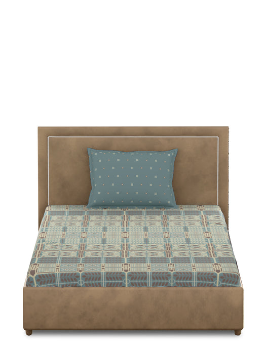 Petal Home Strasbourg Blue 300 TC Single Cotton Bedsheet 90x60 IN with 1 Pillow Cover 27x18 IN Soft Breathable Durable Comfortable Fade Resistant Premium Luxury Bedding Nature Inspired Bed Linen Machine Washable All Season Single Bed