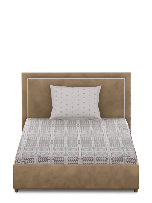 Petal Home Strasbourg Grey 300 TC Single Cotton Bedsheet 90x60 IN with 1 Pillow Cover 27x18 IN Soft Breathable Durable Comfortable Fade Resistant Premium Luxury Bedding Nature Inspired Bed Linen Machine Washable All Season Single Bed