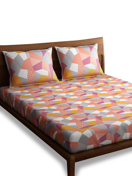 300 TC Origami Multicolor 100% Cotton King Size Bed Sheet 108x108 IN with 2 Pillow Covers 18x27 IN – Soft, Luxurious, Breathable, Durable, Premium Bed Linen – All Season Comfort & Machine Washable