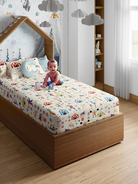 Petal Home Circus Pink 200 TC Cotton Single Kids Bedsheet 60x90 with 1 Pillow Cover 18x27 Soft Breathable Durable Lightweight Easy to Wash Colorful Bedding Perfect for Girls Room Everyday Comfort