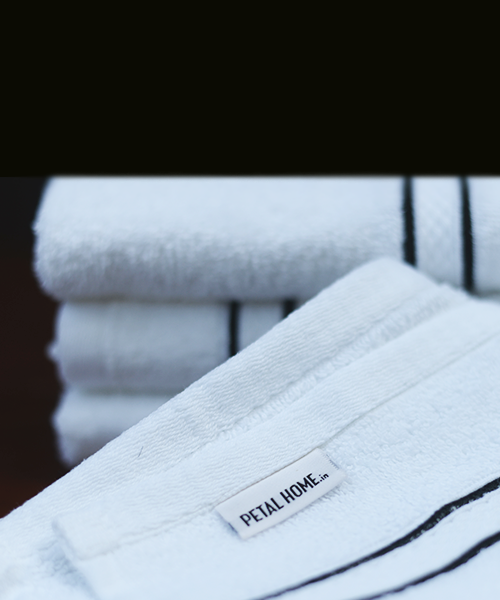 Petal Home Black Cording White Face Towels Set of 4 100 Percent Cotton Soft Absorbent Quick Dry Cotton Face Towel Set 33x33 cm for Face Gym Travel Skincare and Everyday Use Lightweight Quick Drying Cotton Towel