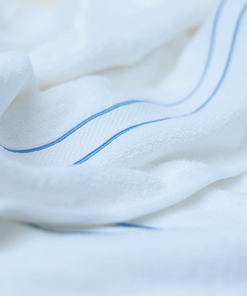 Petal Home Blue Cording White Face Towels Set of 4 Soft Absorbent Quick Dry 100 Percent Cotton Towels 33x33 cm for Face Hand Gym Travel Skincare and Everyday Use Lightweight Durable Cotton Face Towel Set