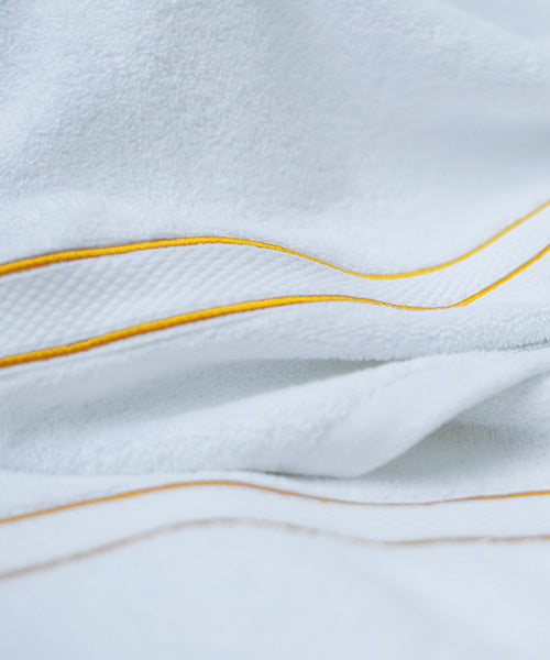 Yellow Cording White Face Towels - Set of 4