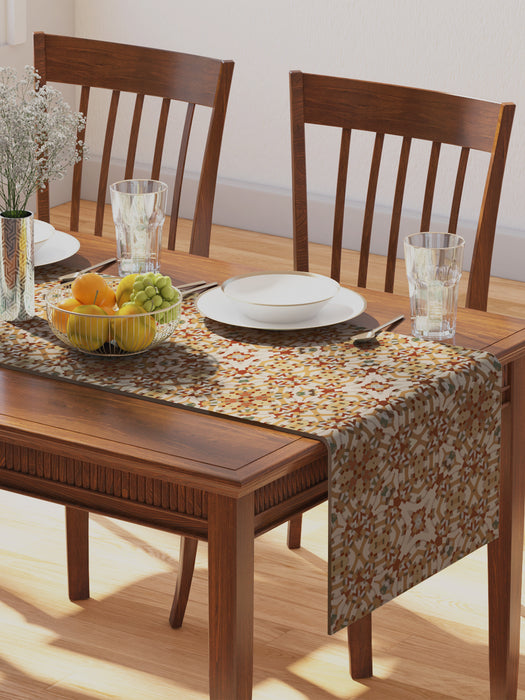 Petal Home 100% Cotton Printed Table Runner 70in x 13in Alhambra Yellow Collection Soft Durable Breathable Nature-Inspired Design Elegant Home Decor Machine Washable Stylish Table Accessory
