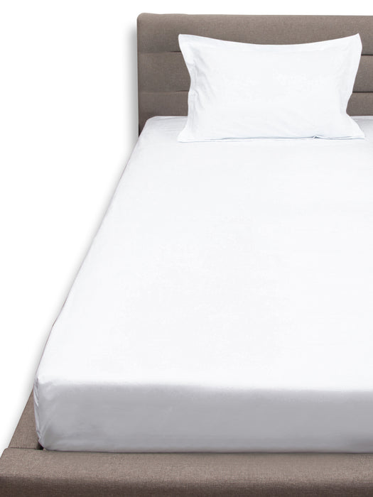 300 TC White 100% Cotton Single Bed Sheet with 1Pillow Cover