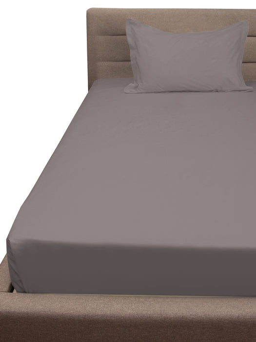 300 TC Grey 100% Cotton Single Bed Sheet with 1Pillow Cover