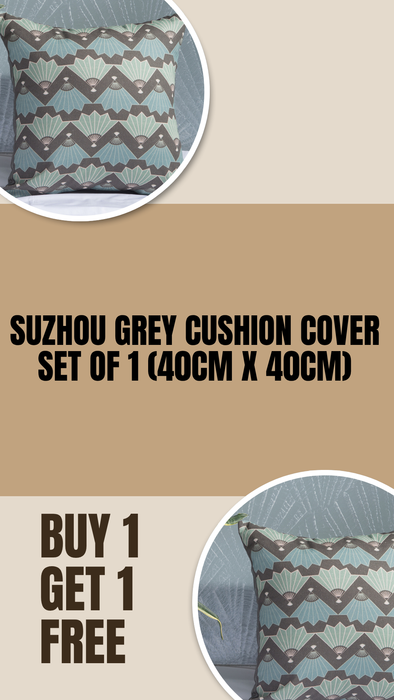 Printed Cotton Cushion Cover 16x16 Inch Suzhou Collection Soft Durable Breathable Decorative Throw Pillow Cover for Sofa and Bed Buy 1 Get 1 Free by Petal Home