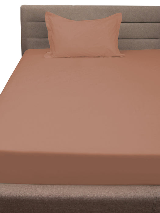 300 TC Peach 100% Cotton Single Bed Sheet with 1 Pillow Cover