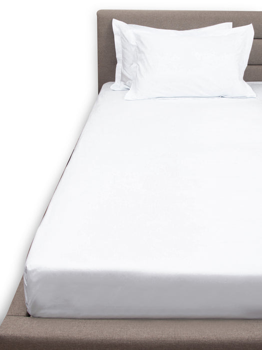 300 TC White 100% Cotton Queen Size Bed Sheet with 2 Pillow Covers