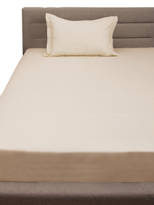 300 TC Taupe 100% Cotton Single Bed Sheet with 1Pillow Cover