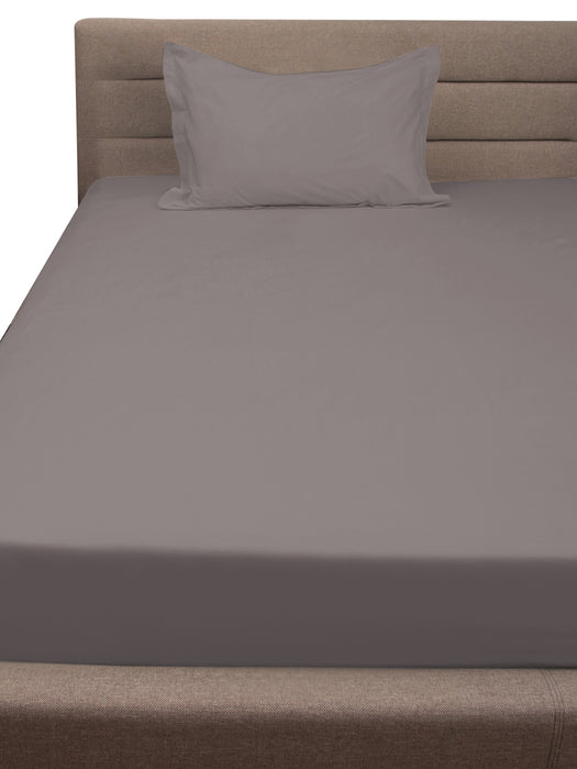300 TC Grey 100% Cotton Single Bed Sheet with 1Pillow Cover