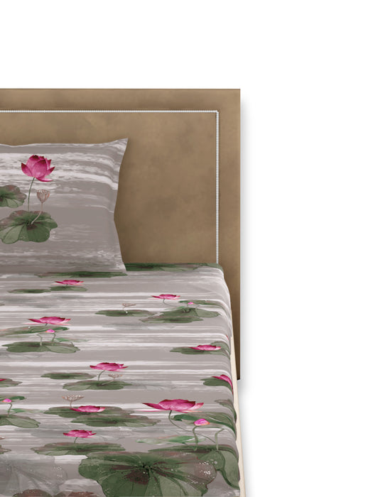 Lotus Sand 100% Cotton Single Bed Sheet with 1 Pillow Cover