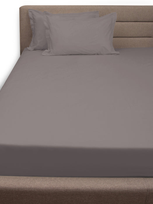 300 TC Grey 100% Cotton Queen Size Bed Sheet with 2 Pillow Covers
