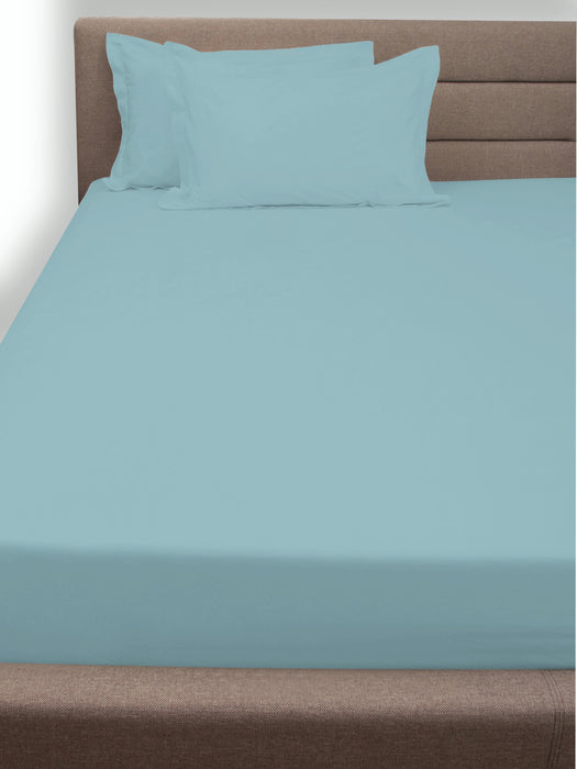 300TC King cotton Bedsheet with Pillow covers Plain blue collection