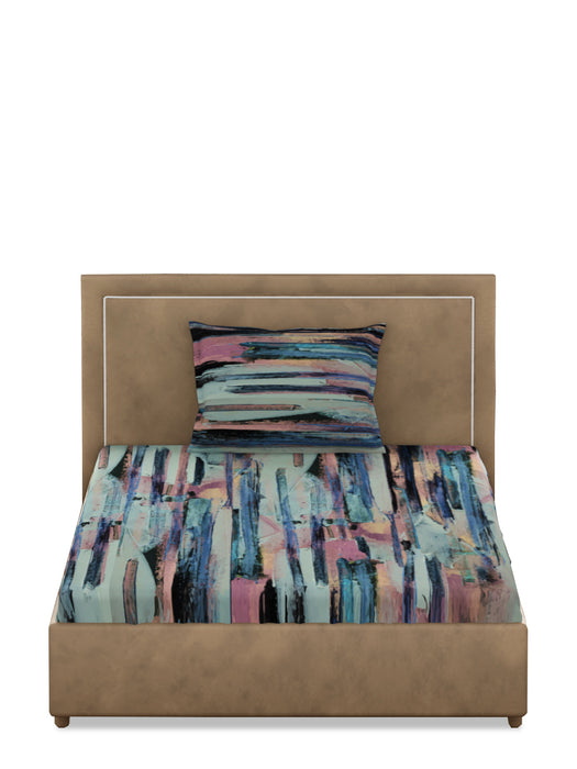 300TC Single Cotton Bedsheet (90in x 60in) from the Aquarelle Collection. Soft, breathable, and durable, it includes one pillow cover (69in x 46in). Easy to maintain, with a nature-inspired design for a luxurious touch