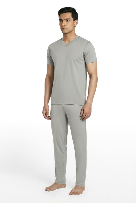 Petal Home Men’s Premium Modal Cotton Pyjama Set-Stylish V Neck T Shirt and Pants Comfortable Breathable Casual Night Suit Wear for Men Relaxed Fit Sleepwear Home Use