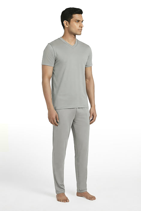 Petal Home Men’s Premium Modal Cotton Pyjama Set-Stylish V Neck T Shirt and Pants Comfortable Breathable Casual Night Suit Wear for Men Relaxed Fit Sleepwear Home Use