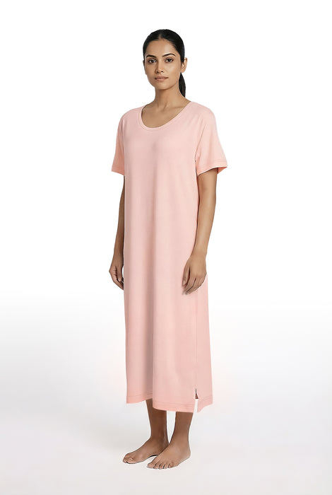 Women's Modal Cotton Calf Length Night Gown Small Size Soft Breathable Nighty for Women Comfortable Sleepwear Relaxed Fit Lightweight Fabric for Daily Night Wear