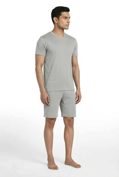 Petal Home Men’s Premium Modal Cotton Pyjama Set-Stylish V Neck T Shirt and Shorts Comfortable Breathable Casual Night Suit Wear for Men Relaxed Fit Home and Sleepwear