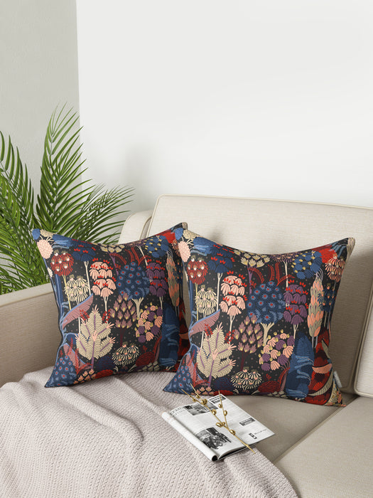 Printed Cotton Single Cushion Cover 16 X 16 Inch Acadia Dark Collection