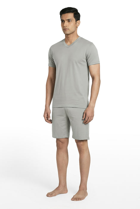 Petal Home Men’s Premium Modal Cotton Pyjama Set-Stylish V Neck T Shirt and Shorts Comfortable Breathable Casual Night Suit Wear for Men Relaxed Fit Home and Sleepwear